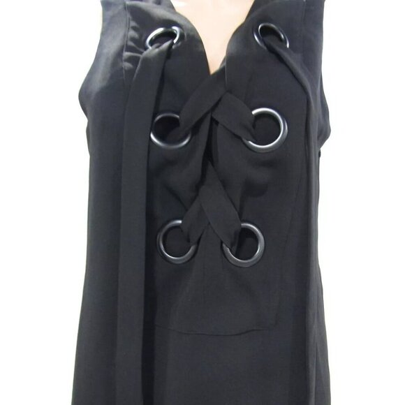 NEW ENGLISH FACTORY Womens Lace-Up Front Closure Mini Dress Black Size M - Picture 4 of 12